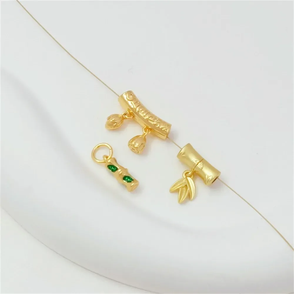 18K مطلية بالذهب الطريقة القديمة الذهبي الخيزران المشتركة أنبوب منحني حياة الفرح النفط بالتنقيط قلادة ، DIY بها بنفسك اليدوية مجوهرات الإكسسوار #1