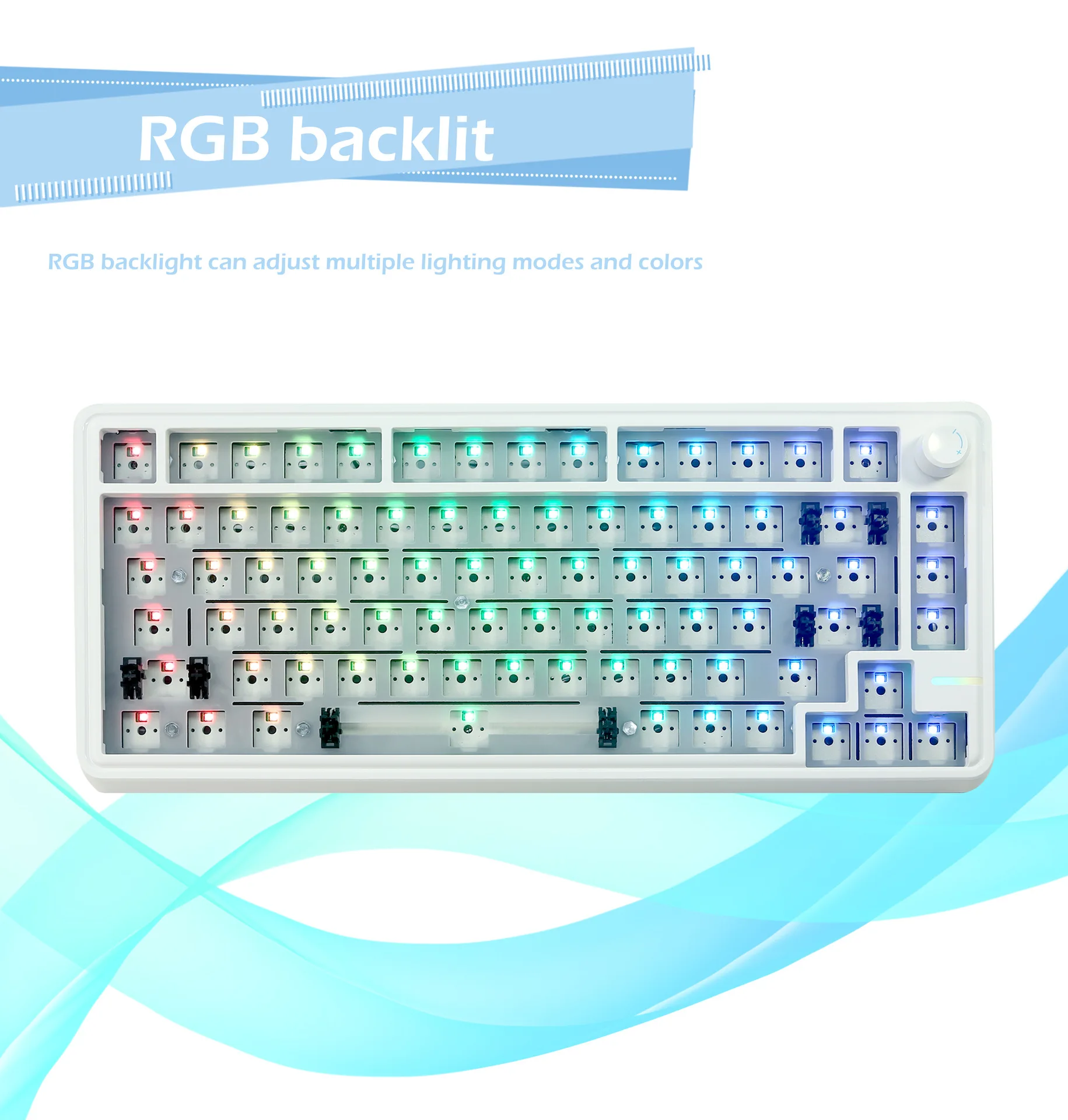 

LS02 Mechanical Keyboard Kit Hot-swappable Bluetooth 2.4G Wireless RGB Backlit Gasket Structure Support