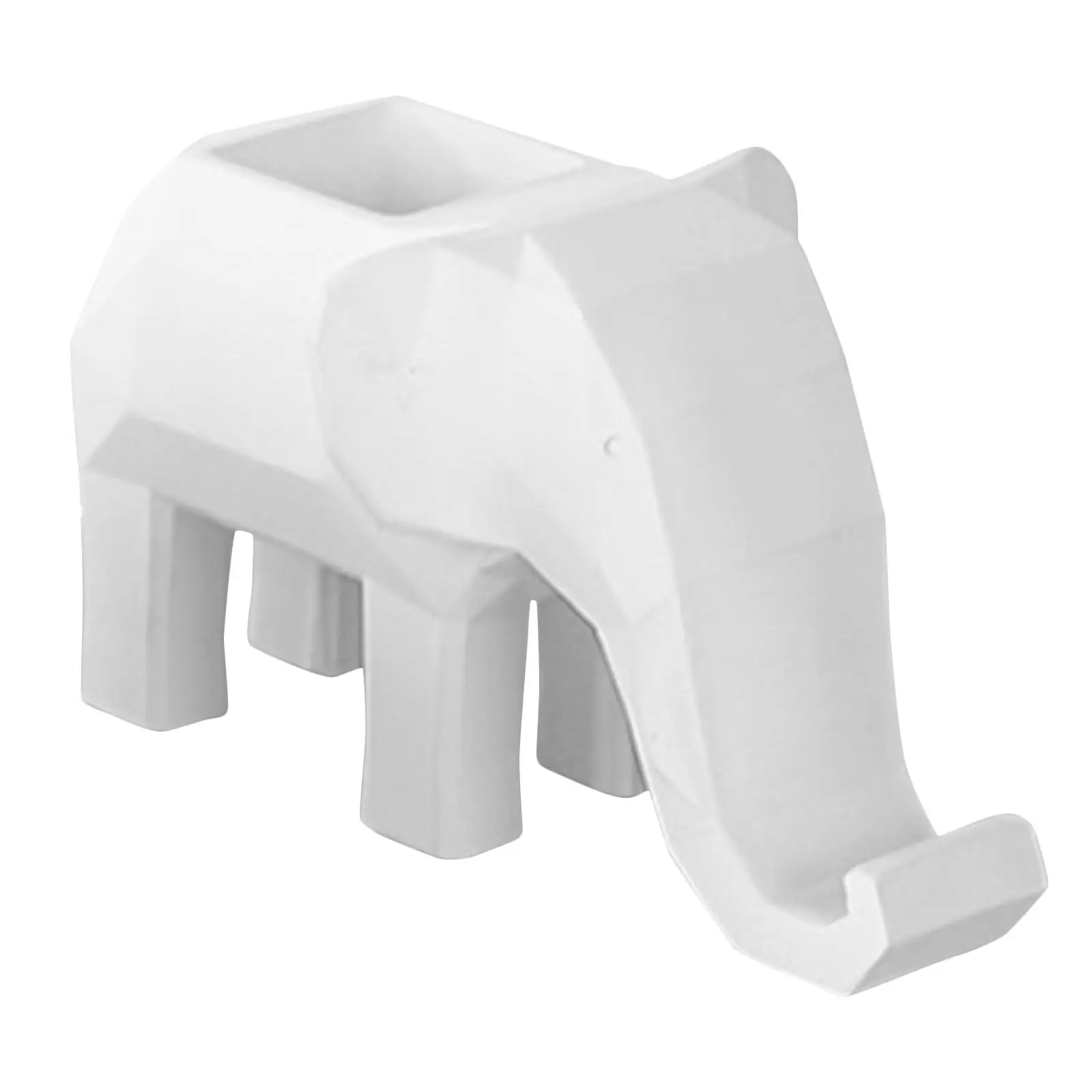 Elephant Pen Holder Geometric Resin Desk Organizer Phone Stand Pencil Cup Small Plant Pot Office Desktop Storage