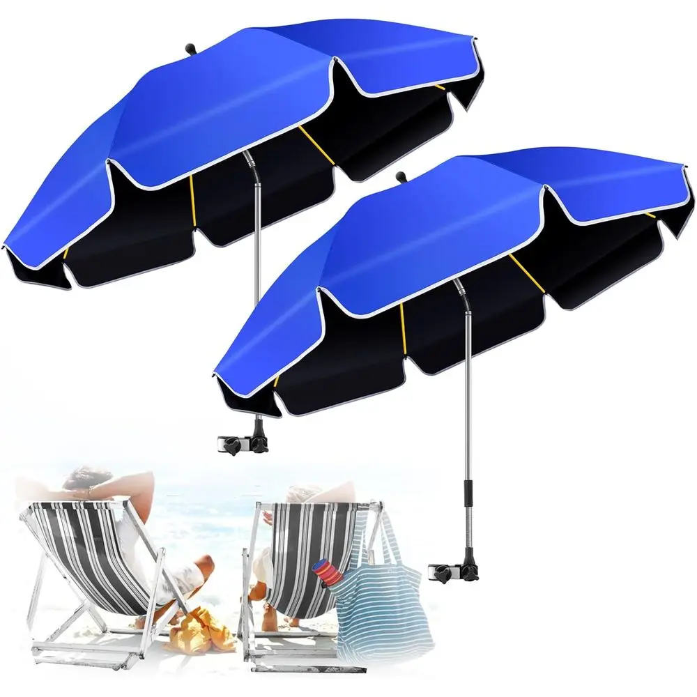 

48.8 Adjustable UV Beach Umbrella with Clamp for Sun Protection and Outdoor Activities