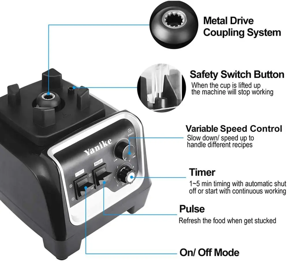 Professional Countertop Blender, 2200W High Power Commercial Blender for Shakes and Smoothies with 70Oz BPA Free Container, Buil