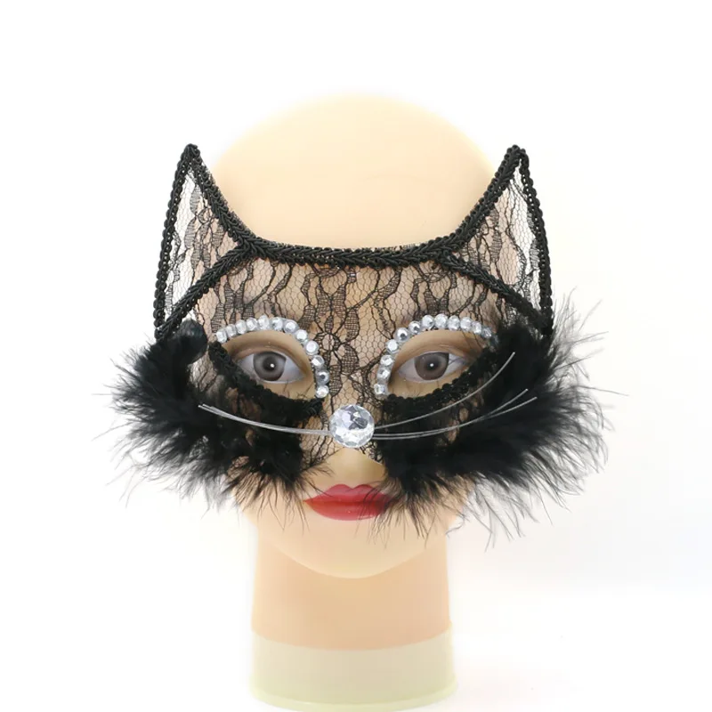 Maskerade Männer und Frauen Spitze PVC Katzengesicht Performance Urlaub Party Halloween Maske