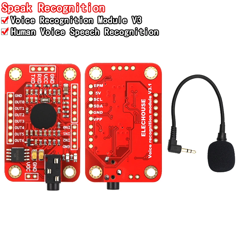 Voice Recognition Module V3 Speed Recognition elechouse compatible with Ard for Arduino Support 80 Kinds of Voice Sound Board