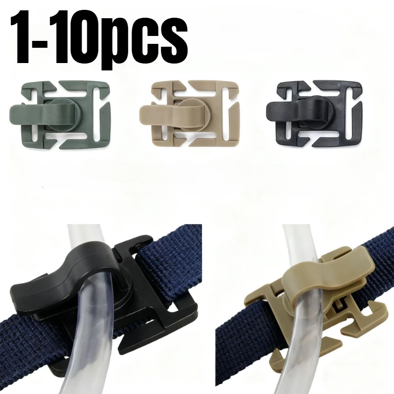 1-10pcs Rotatable Drinking Tube Clip Molle Hydration Bladder Drinking Straw Tube Hose Webbing Clip for Camelbak-Water Pack Bag
