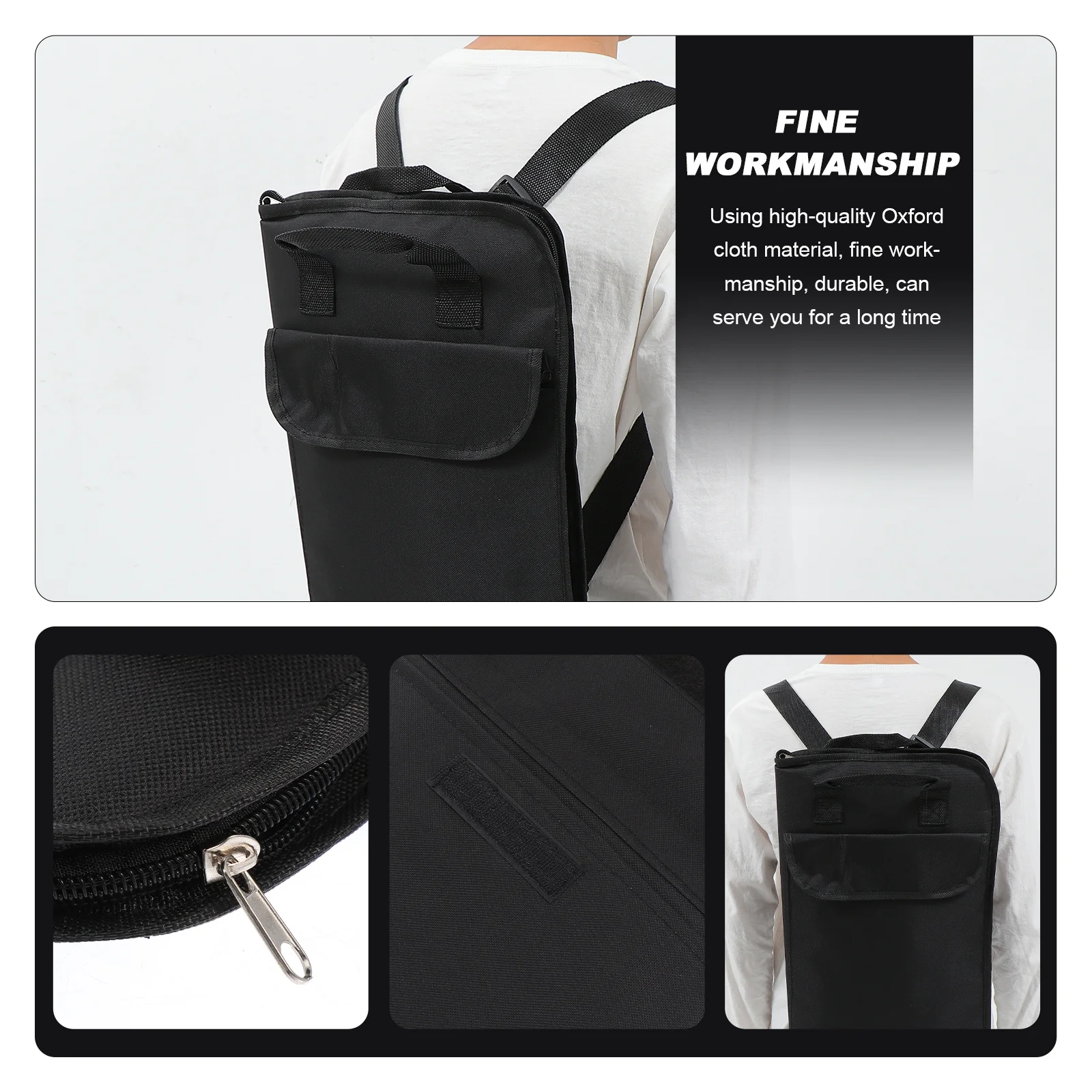 Bolsa para baquetas de tela Oxford, bolsa de almacenamiento práctica profesional duradera para baquetas, accesorio de tambor portátil, 1 Uds.