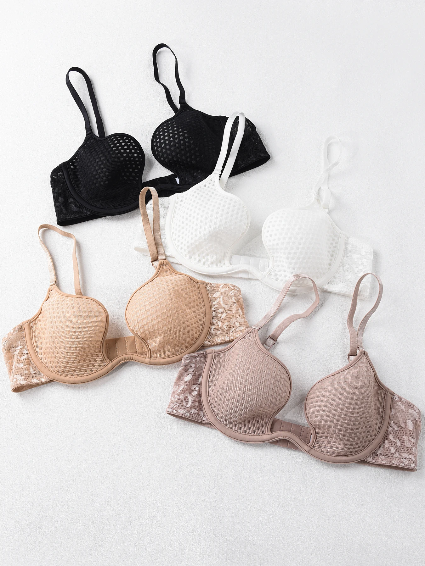 Sexy U-förmiger Spacer-BH, dünne, atmungsaktive Unterwäsche aus Netzstoff, Bügel-BH, bequeme, stilvolle Dessous-Bralette – Detail 13