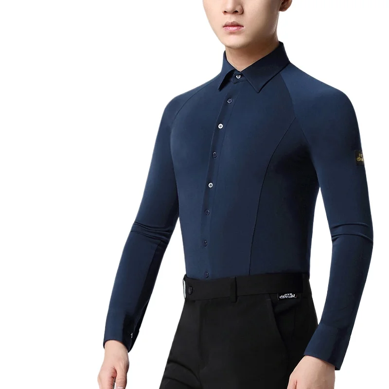 2023 National Standard Dance Men\'s Latin Dance Shirt Adult Dance Costume Practice Clothes Modern Dance Clothes Long Sleeve