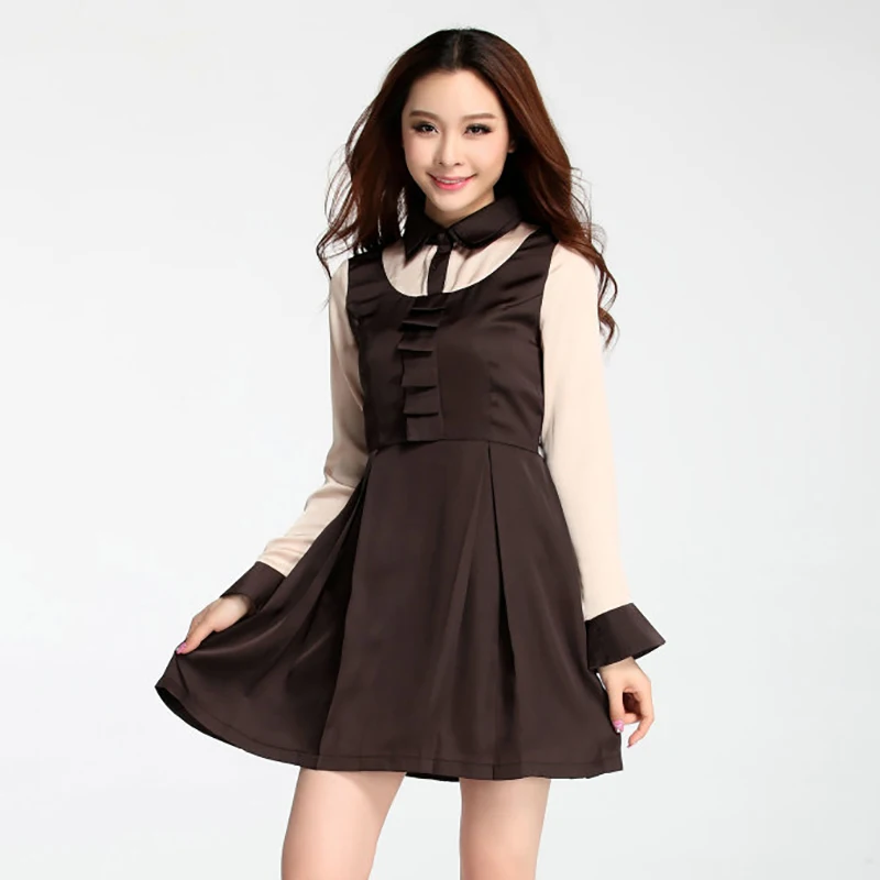 Elegant Color Blocked Slim Flare Sleeve A-line Mini Dress for Women