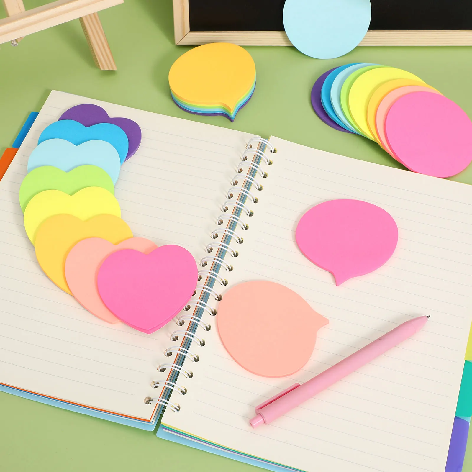 

24 Pads Primary School Student Stickers Notepad Heart-shaped Colored