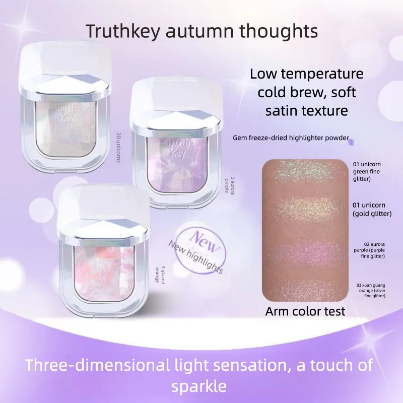 TRUTHKEY Autumn Thoughts Gemstone Freeze-Dried Highighter Sparking Fine Shimmer Deicate Water Gow Skin Cear Makeup