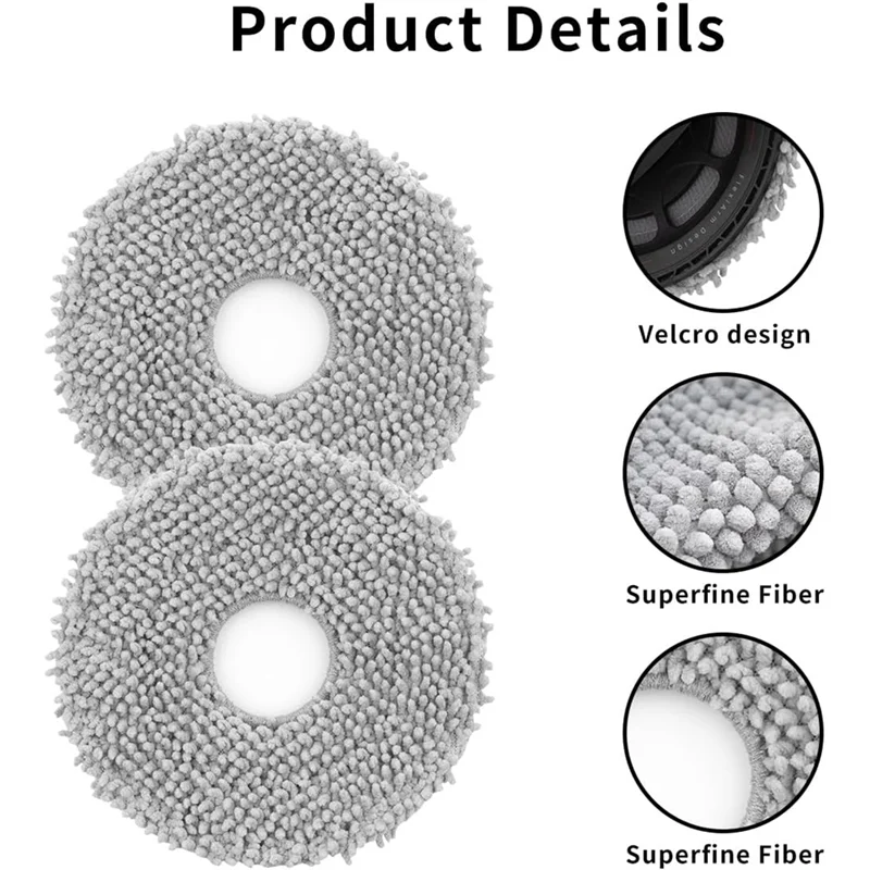 A44F-12PCS マイクロファイバーモップ布 Roborock Qrevo/Qrevo Maxv/Qrevo S/Qrevo プロロボット掃除機アクセサリー