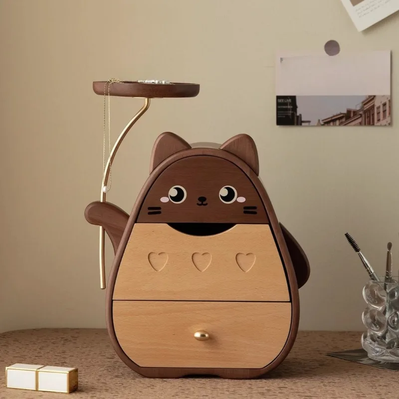 Solid Wood Jewelry Storage Case Cute Bracelet Earrings Boxes Large Jewellery Organizer Box Aesthetic Trinket Ring Necklace Cases