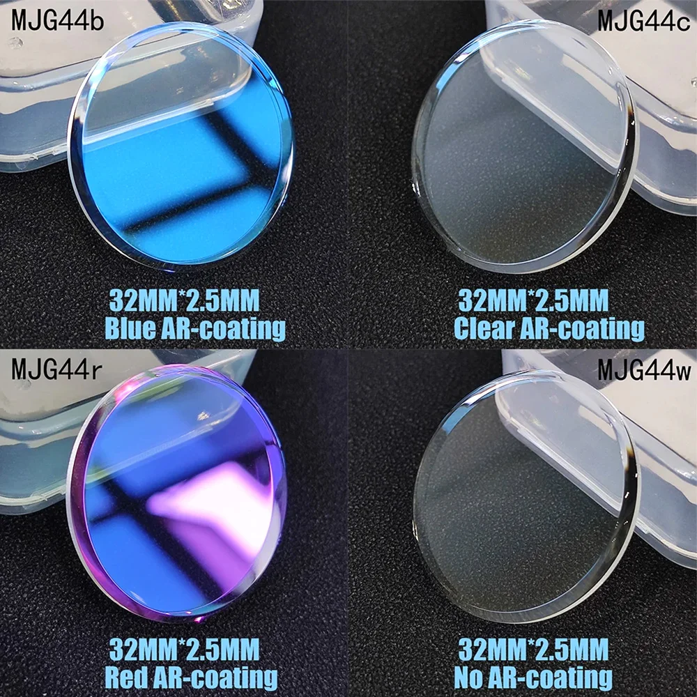 32mm*2.5mm Flat Big Chamfer Mineral Glass Watch Glass Anti-Scratch Blue/Red/Clear/No AR Coating Thick Replacement Mod Parts