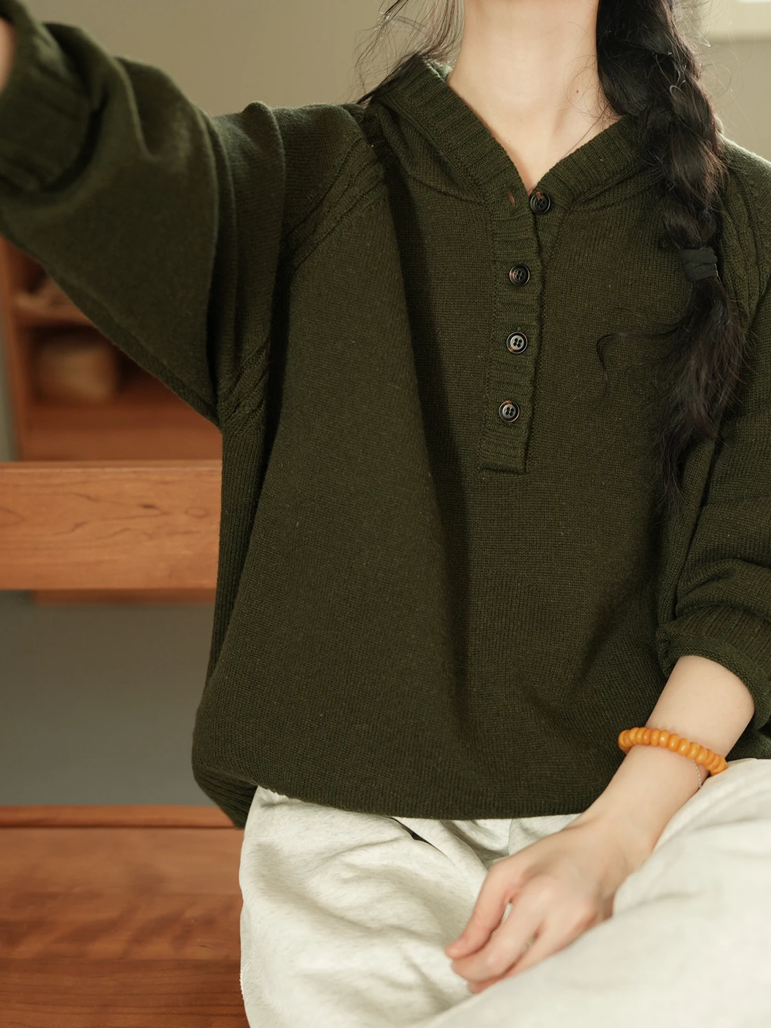 

Женская модная толстовка LRCP Two People's Production 735th S Gentle Intersection Loose Woolen с открытым капюшоном для повседневной носки