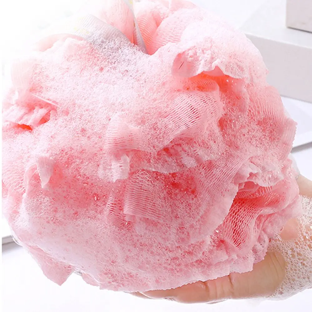 Large Size Bath Shower Loofah Sponge Pouf Body Wash Scrubber Rubbing Towel Foaming Wash Shower Bath Ball Mesh Sponge