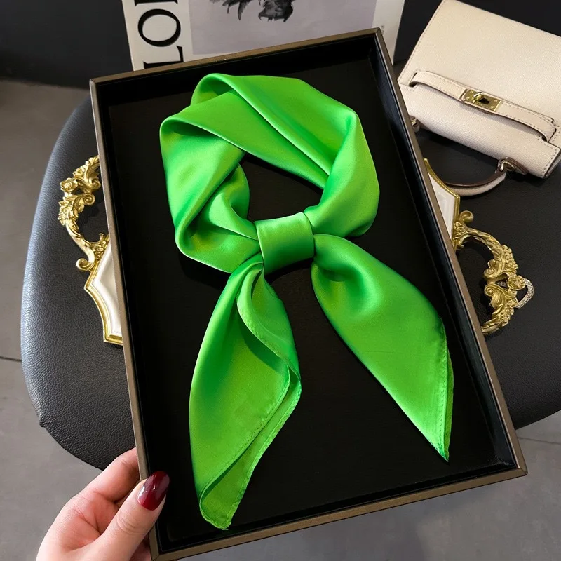 بلون 70x70 سنتيمتر المرأة نمط جديد وشاح مربع صغير تنوعا وشاح حريري طويل تقليد الحرير وشاح للرقبة نمط خفيف الوزن