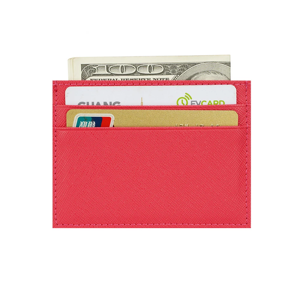 High Quality Saffiano Cow Leather Split Leather Credit Card Holder Customed Initial Letters ID Card Case Credit Card