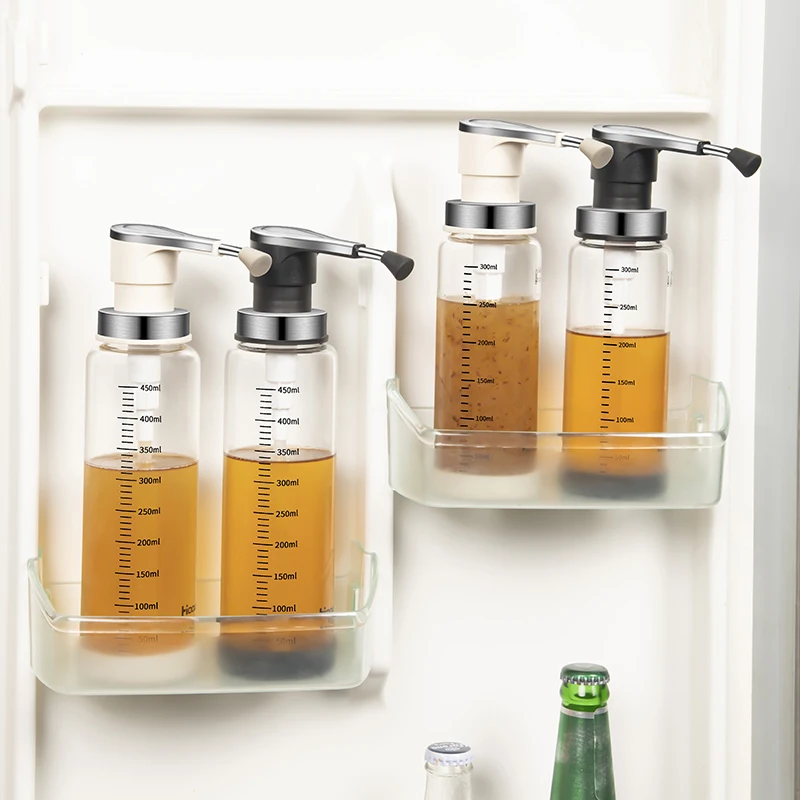 زجاجة عسل من نوع الضغط، زجاج بوروسيليليك مرتفع، لا يمكن أن تحكم ما يصل إلى حاوية أدوات المطبخ لموزع شراب سعة 16 أونصة #5