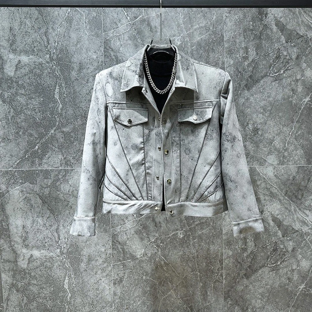 Mens Spring Jacket Tie Dye Distressed Deconstructed Casual Jacket Streetwear Fashion Retro Youth Campus Top Men'S Clothing 2026