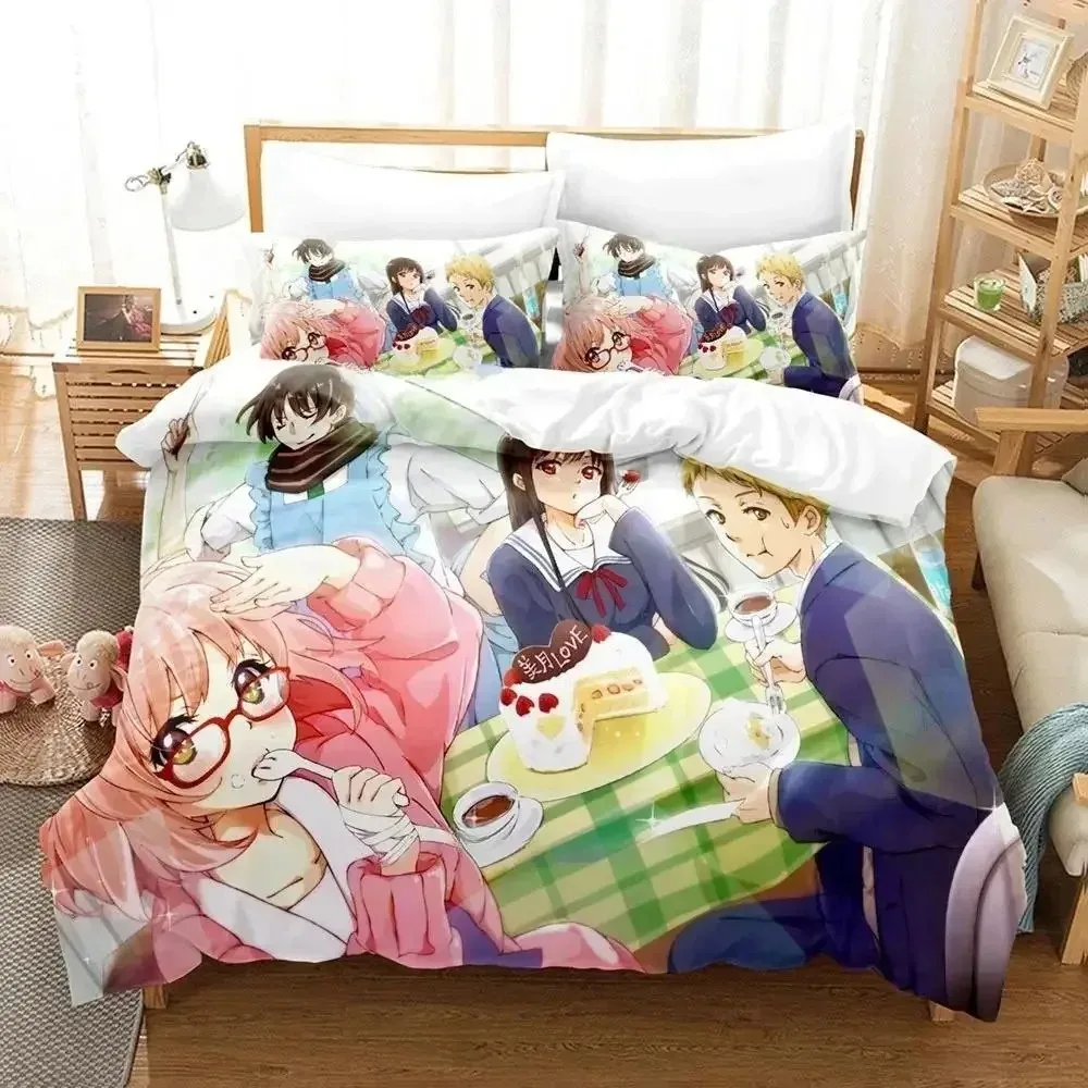 New Beyond the Boundary Bedding Set Cartoon Anime three-piece set Adult Kid Bedroom Duvet cover Sets 3D Kawaii Girl Home textile