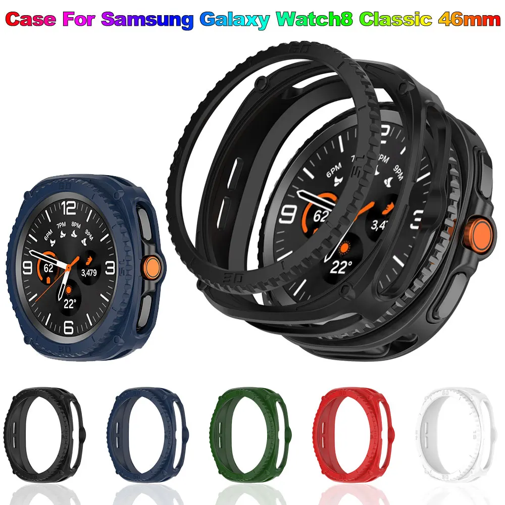 Rugged Bezel + PC Hollow Case For Samsung Galaxy Watch 8 Classic 46mm Protector Samrt Watch Cover Bumper Protective Shell Cases