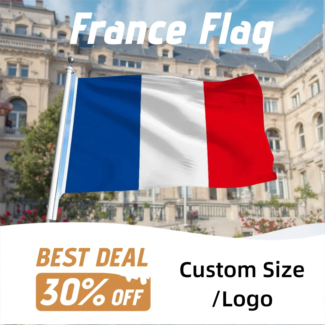 Personalized France Flag Customization - Custom Size/Logo French National Banner for Indoor Outdoor Decor