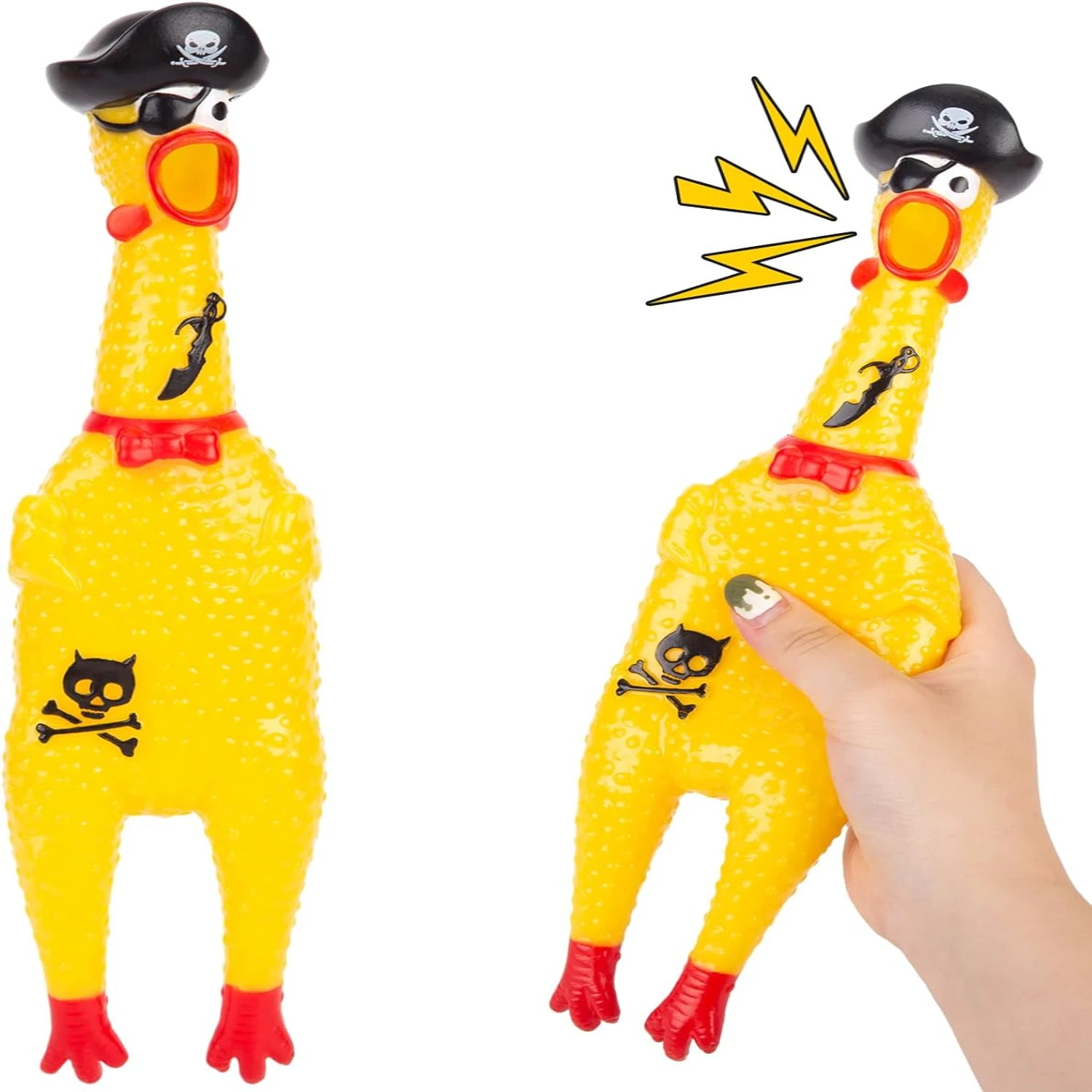 

Funny Squeaky Pirate Rubber Chicken Toy - Perfect Screaming Halloween Party Gift for Children and Pets - Unique Novelty Chew Toy