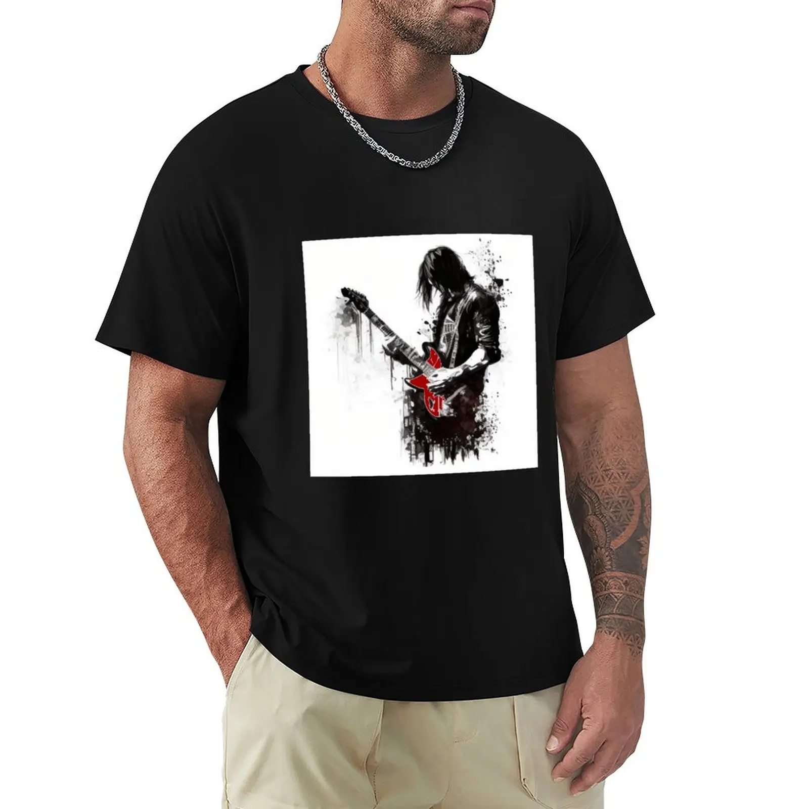 

The Strings of Darkness: Portrait of a Gothic Rock Guitarist T-Shirt Louboutins sweat Short sleeve tee men