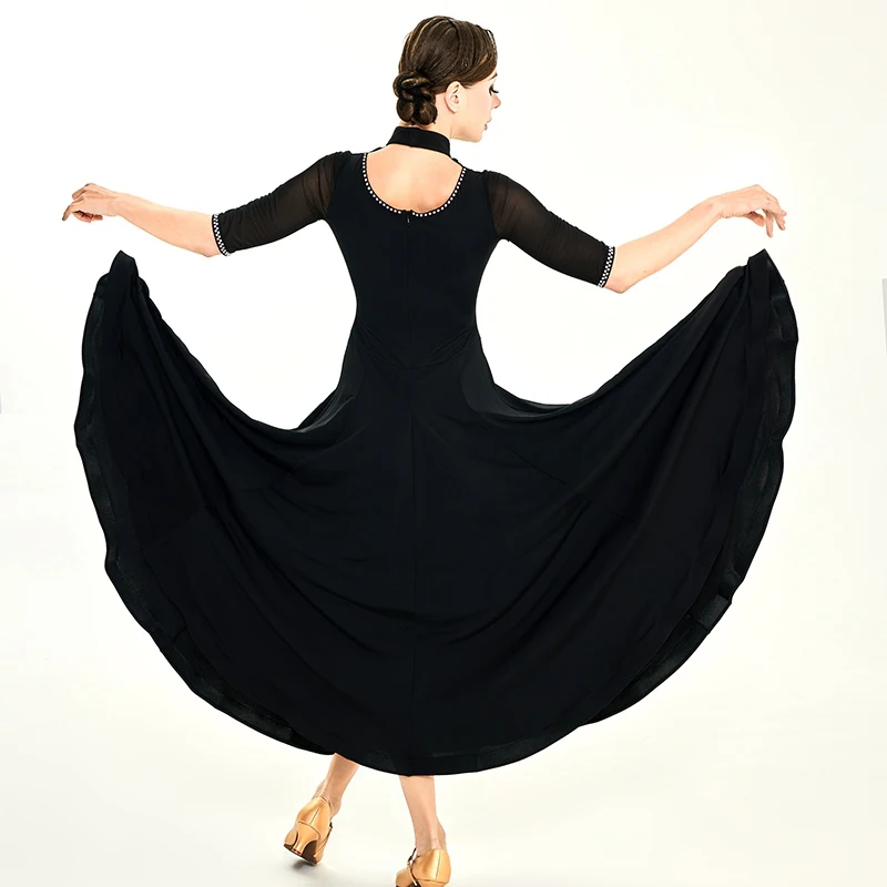 2025 Kurzarm Diamant Kleid Modern Dance Kostüm Ballsaal Kleid Frauen Professionelle Nationale Standard Tanz Kleidung DN20700