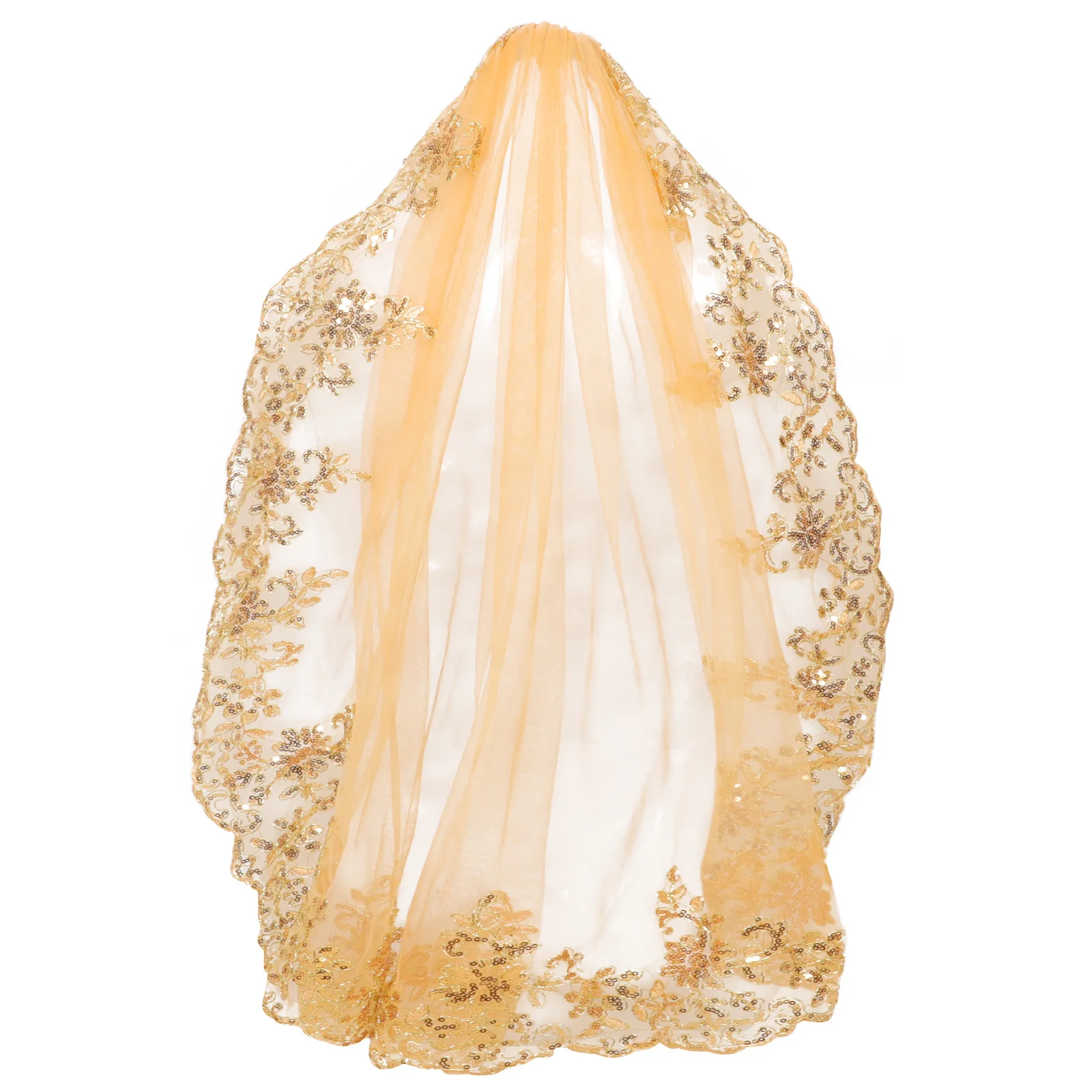 Gouden Bruidssluier Lange Bruidssluier Pailletten Bruiloft Haaraccessoire Feest Vrijgezellendecoratie Lichtgewicht Elegant