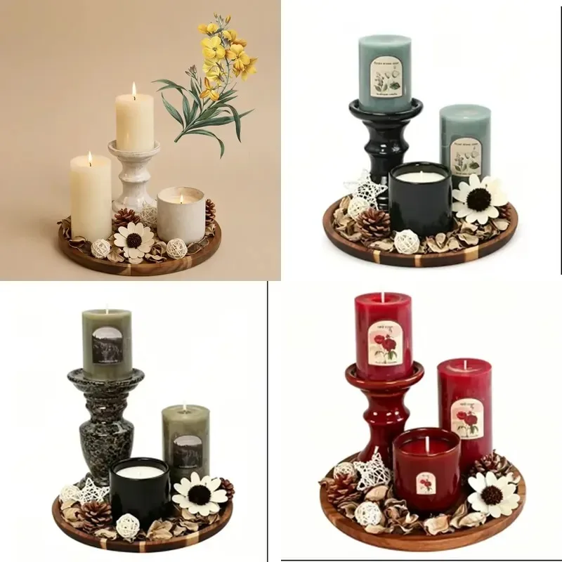 Scented Candle Gift Set Christmas Tree Winter Holiday Diwali Handmade Scented Soybean Wax Three-piece Set