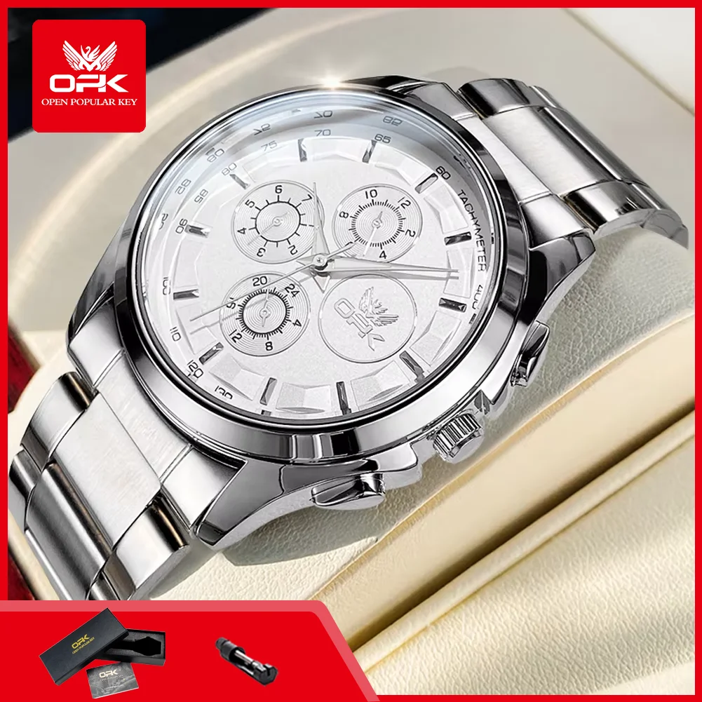 OPK 6032 Quartz Watches for Men Classic Trendy Chronograph Waterproof Luminous Men's Dress Wriswatches Original Brand Man Watch