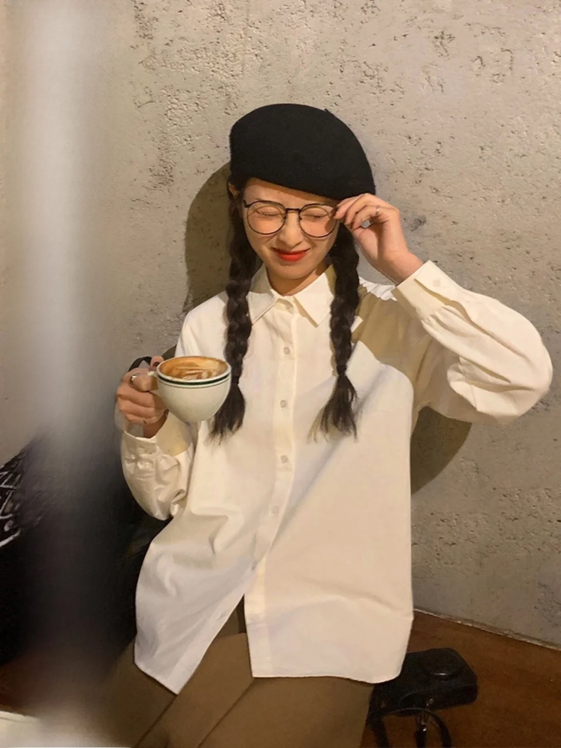 

Свободная однотонная рубашка с длинным рукавом в корейском ретро-стиле, универсальная, весенняя новинка, женская, удобная, дышащая, хлопковая