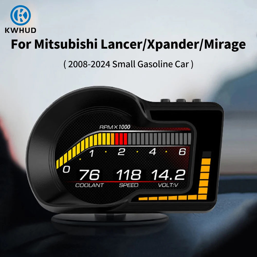 KWHUD HUD OBD2 Display tachimetro GPS per auto RPM contagiri misuratore di temperatura dell\'olio per Mitsubishi Lancer/Xpander 2008-2024 benzina