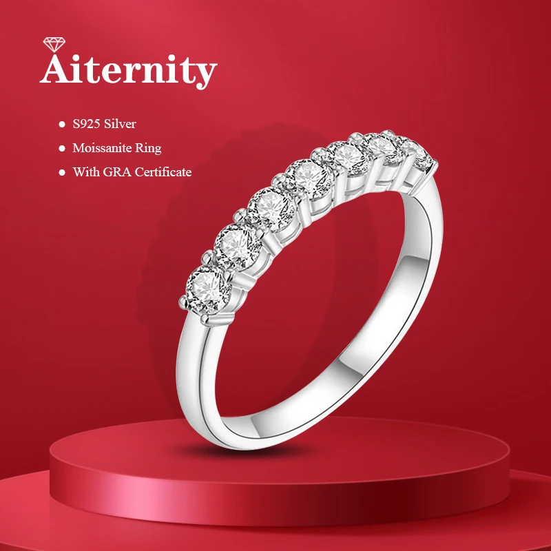 

100% Pass Diamond tester Pen Moissanite Ring Matching Wedding Diamond Band for Women 925 Sterling Silver Female Single Tail Ring