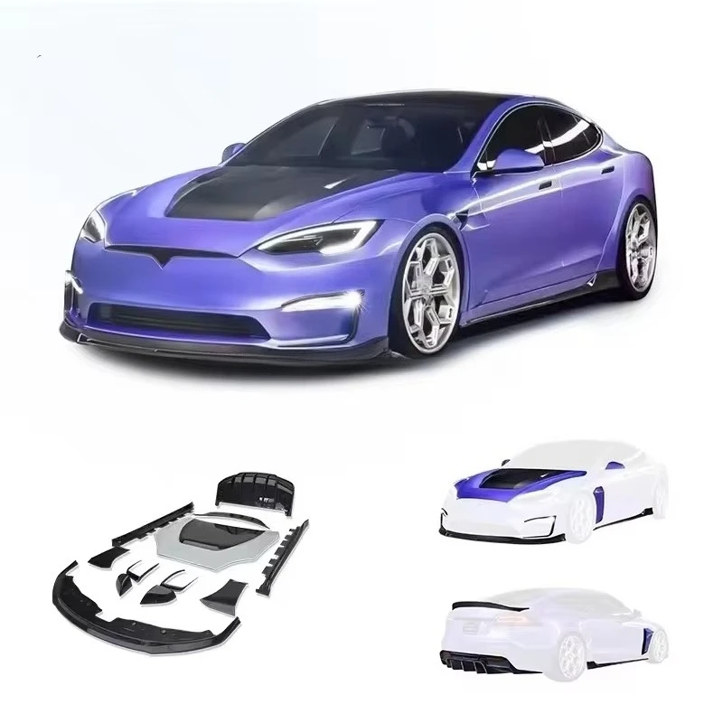for Tesla Model s Dry Carbon Fiber Body Kit Model s VORS Front Lip Diffuser Spoiler Side Skirt Hood Model s Bumper