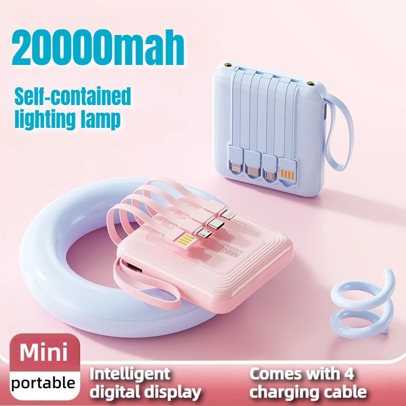 Powerbak 20000mAh 10000mAh قوة البنك المدمج في كابل الهاتف بطارية خارجية Powerbank شاحن شحن سريع آيفون سامسونج #1