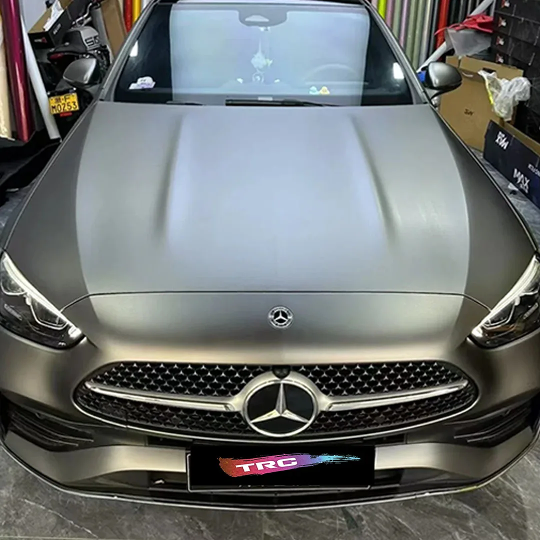 TRG Film High-quality full-vehicle color-change wrap: AMG Mountain Grey (Matte PET Vinyl Wrap – Original Car Paint Series) view 4