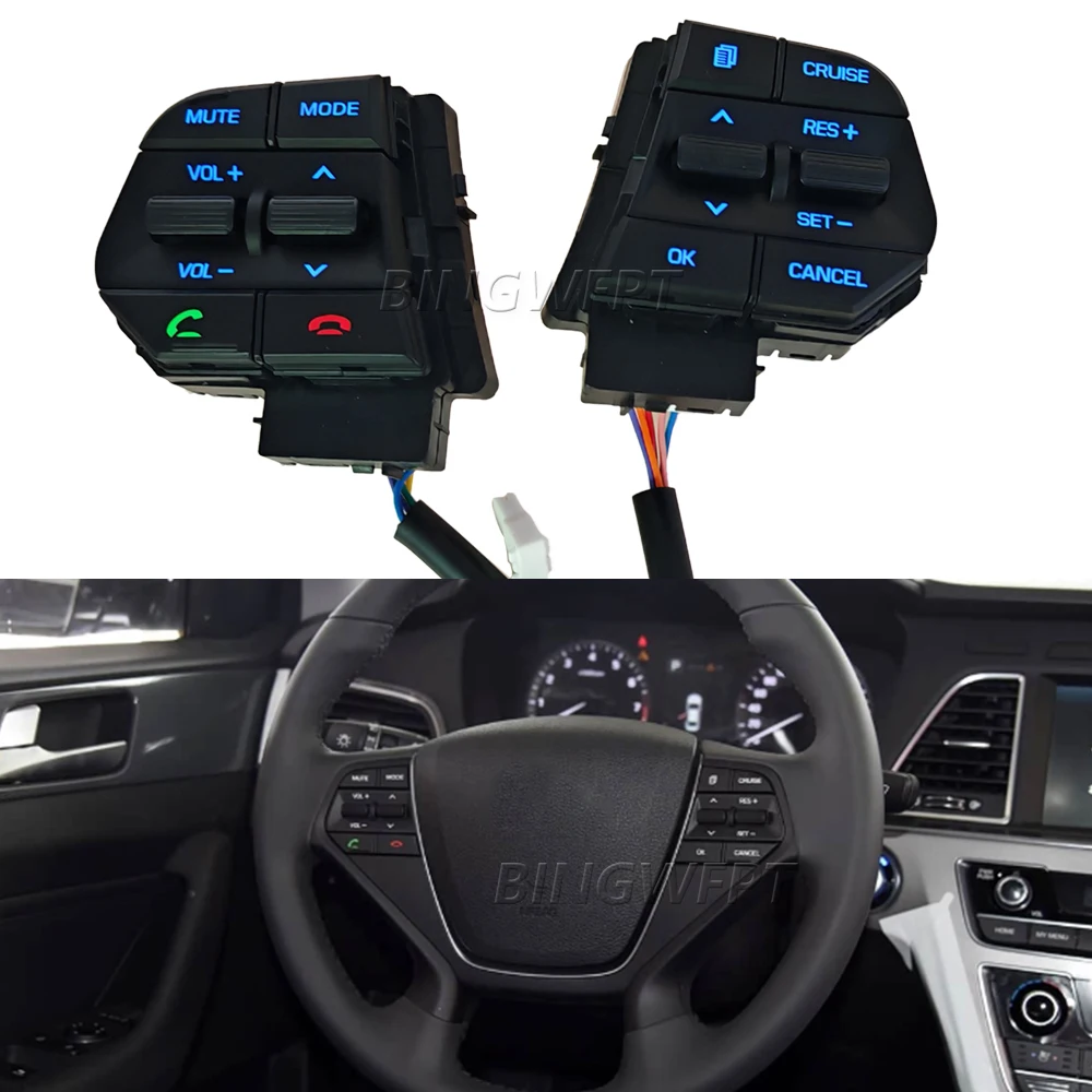 

Многофункциональные кнопки на руле для Hyundai Sonata 9 2.4L 2015 2016 2017, круиз-контроль, регулировка громкости, Bluetooth, переключатель для телефона