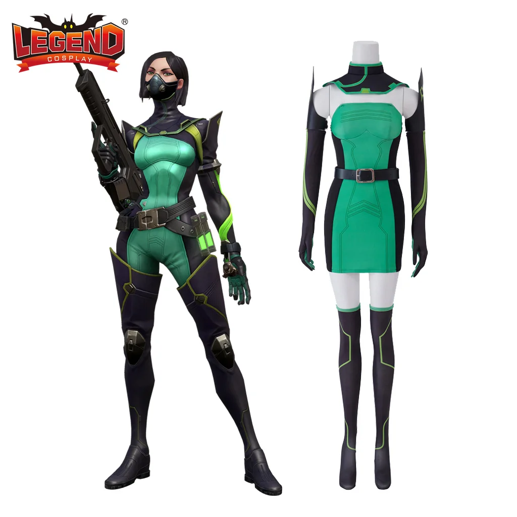 

Game Valorant Viper Cosplay Costume VALORANT Suit Uniform Dress Bodysuit Accessories Halloween Carnival Party Outfit for Women