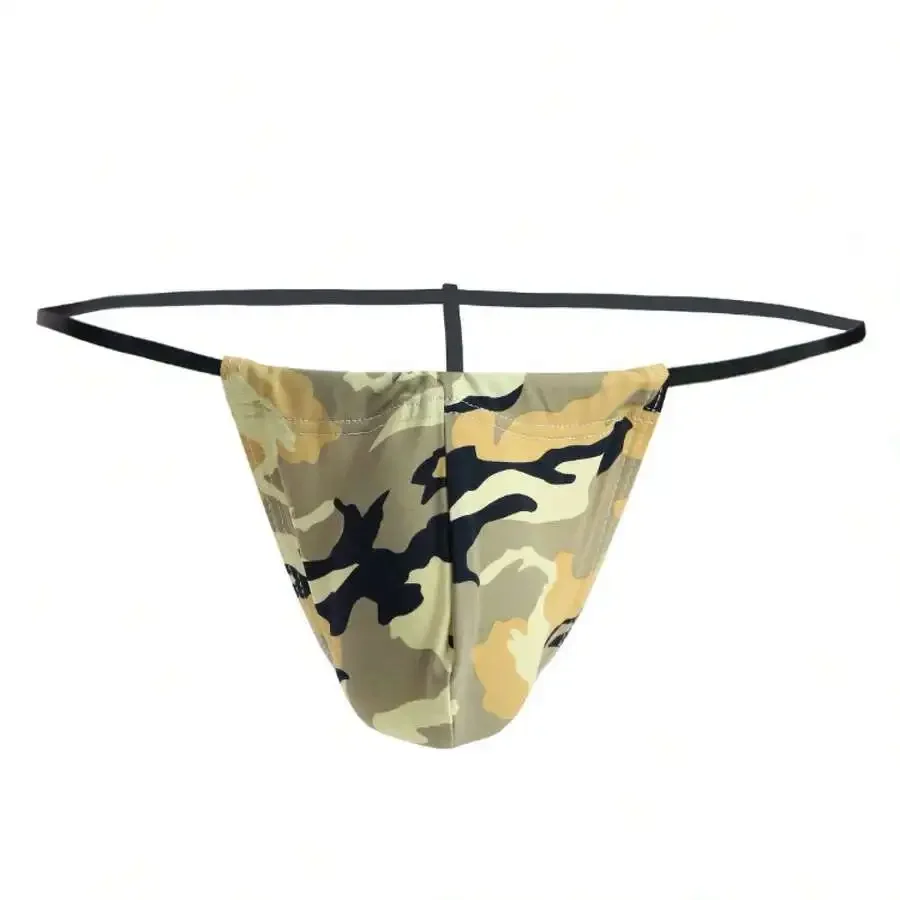 

Mens Camouflage Thong Underwear Low-Rise Nylon G-String