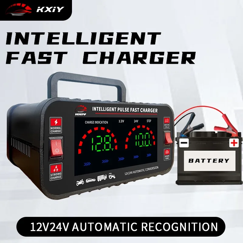 

W09 Высокомощное полностью автоматическое импульсное ремонтное интеллектуальное быстрое зарядное устройство 12 В/24 В автомобильное зарядное устройство для свинцово-кислотных гелевых аккумуляторов AGM