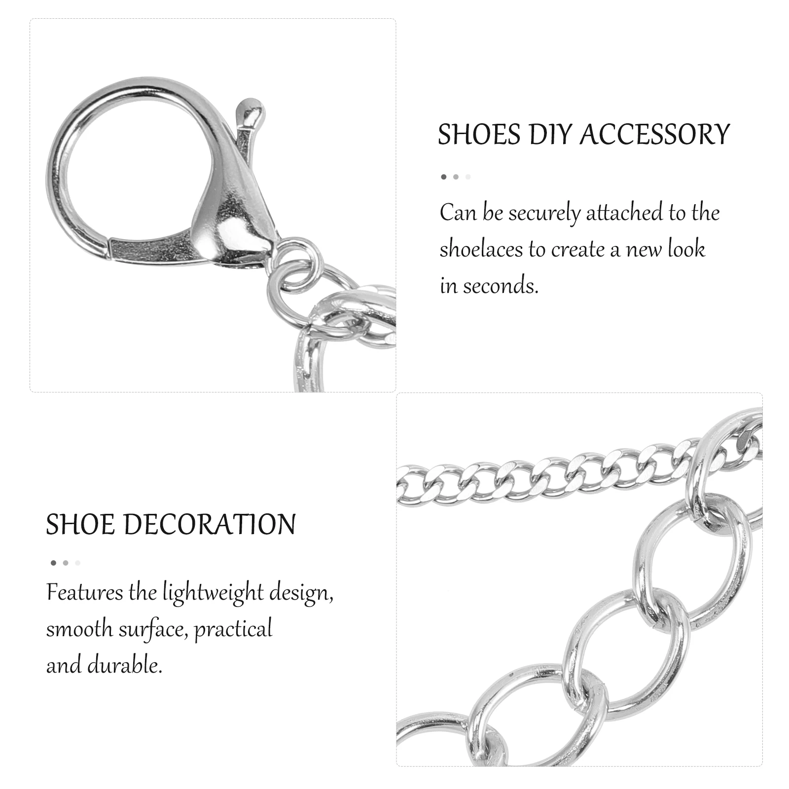 

2pcs Metal Shoe Chain Replacement Decorations Charms Punk Chains for Women Lightweight Durable Shoe Accessories Smooth