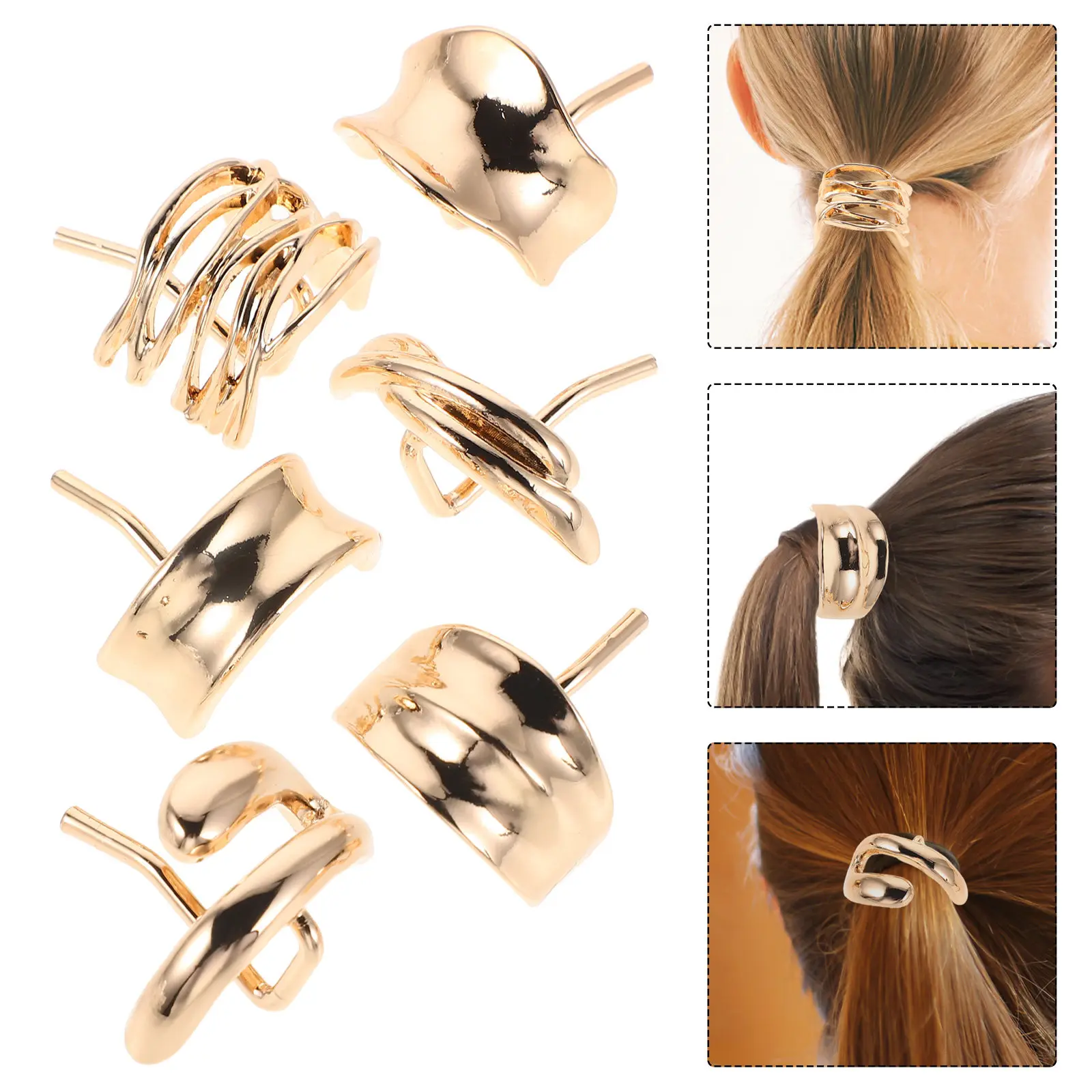 

6Pcs Vintage Hair Fork Clips Alloy Ponytail Accessories Elegant Retro Hairpin Set Decorative Barrettes for Women