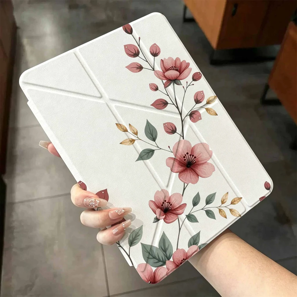 pink floral pattern For iPad mini Air Pro 13 12.9 11 10.9 10.5 10.2 9.7 8.3 7.9 inch 5 6 7 8 th Pen slot Tablet Case