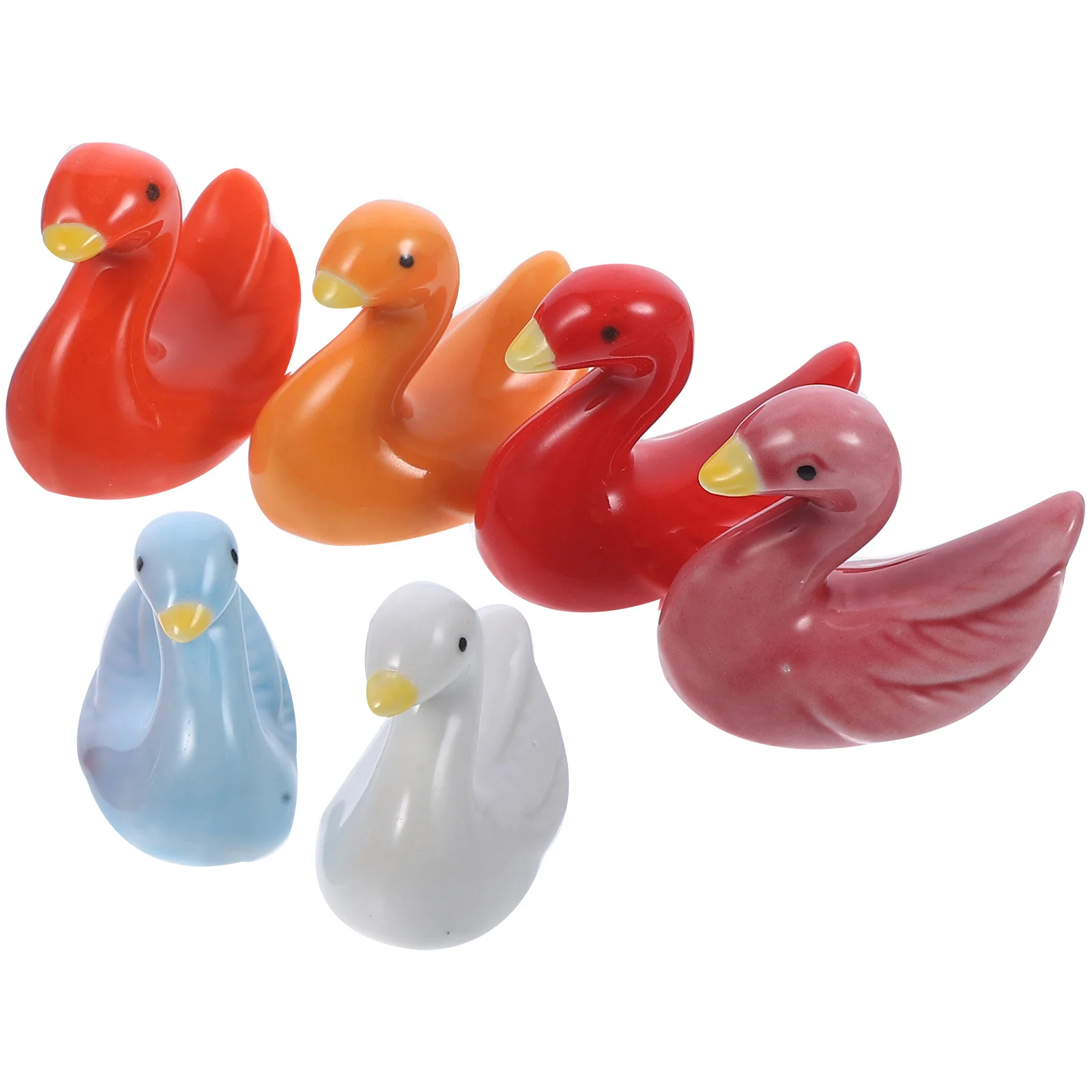 

6Pcs Ceramic Cute Duck Chopsticks Rest Spoon Fork Holder Multifunctional Tableware Organizer Kitchen Accessory