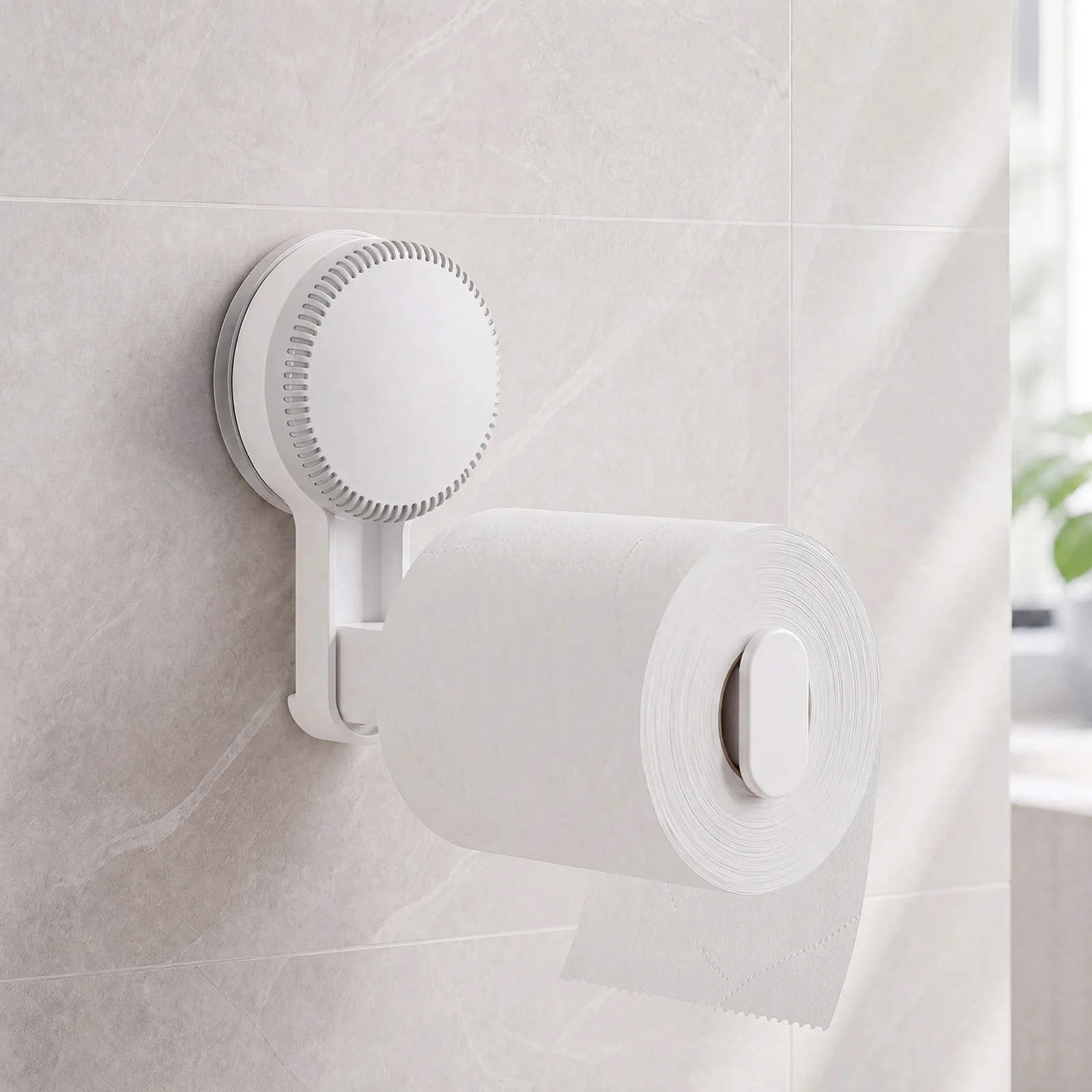 Toilet Paper Holder Waterproof ABS Plastic Roll Dispenser Vacuum Suction Wall Mount Shelf for Bathroom Hotel Washroom Durable