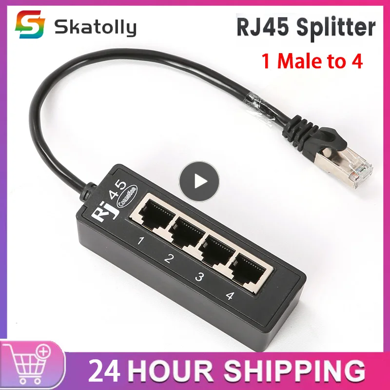 RJ45 1 Male To 4 Female LAN Ethernet Socket 2/3 Port Splitter Ethernet Cable Networking Extender Adapter Accessories For Lan