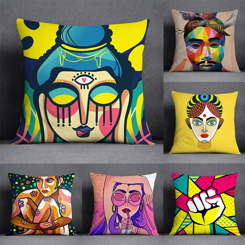 Painted Characters Collection Home Decor Pillowcases Square Pillowcases Home Office Furnishings