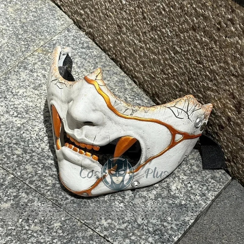 لعبة شبح يوتى أتسو قناع تأثيري الدعائم نصف الوجه الساموراي قناع هالوين حفلة كرنفال الديكور للرجال النساء الملحقات